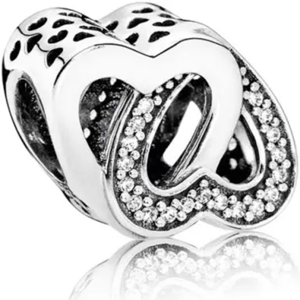 Pandora Silver Heart Charm with Sparkling Accents
